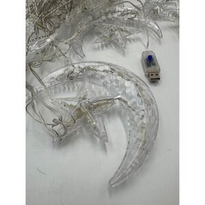 USB LED Moon and Star String Lights Clear Celestial Fairy Curtain Decor Clear